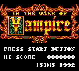In The Wake Of Vampire title screen for Sega Game Gear